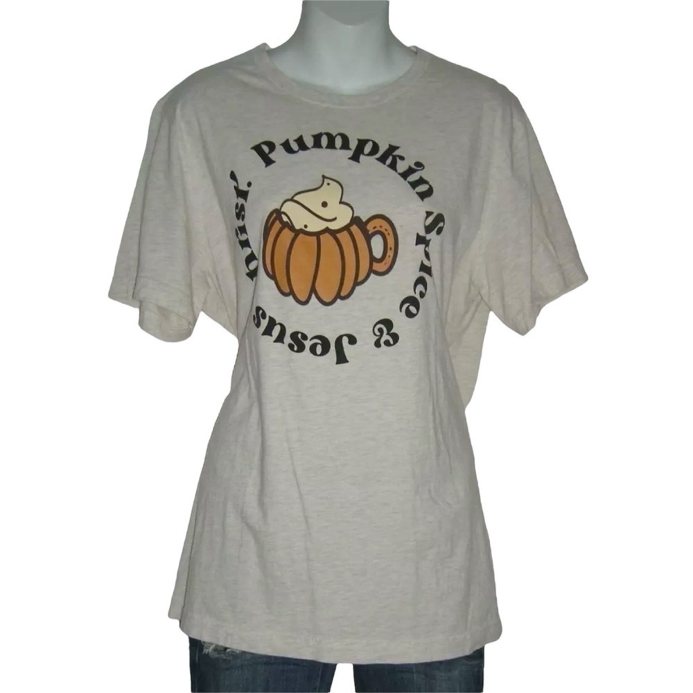 Love In Faith Tee Shirt Jesus Christ & Pumpkin Spice Fall Religious Christian L
